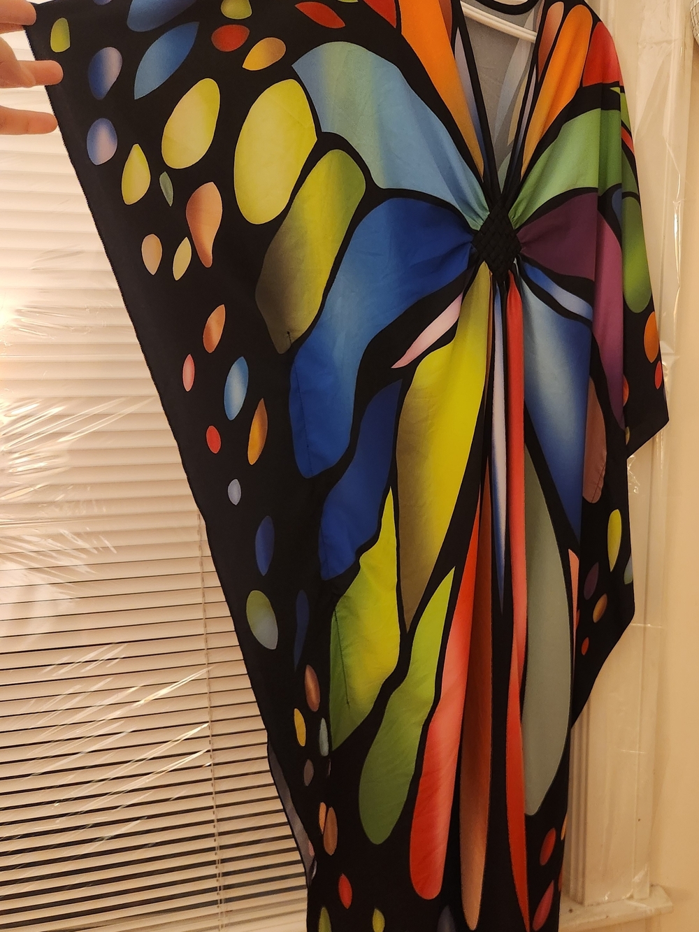 Colorful Butterfly Caftan Maxi Swim Cover Up One Size M–2XL - Picture 7 of 8